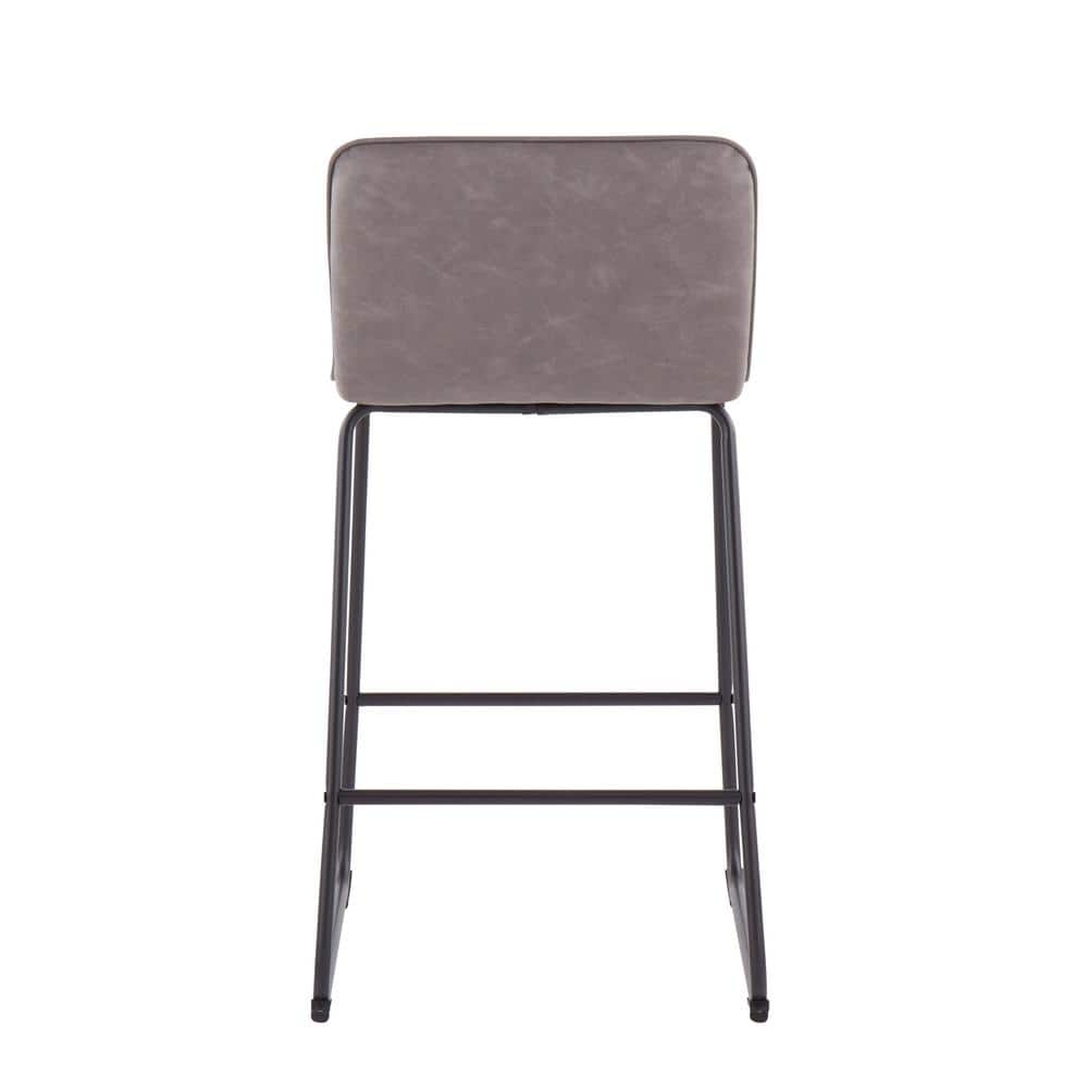 Casper 26'' Black Metal and Grey Faux Leather Contemporary Counter Stool