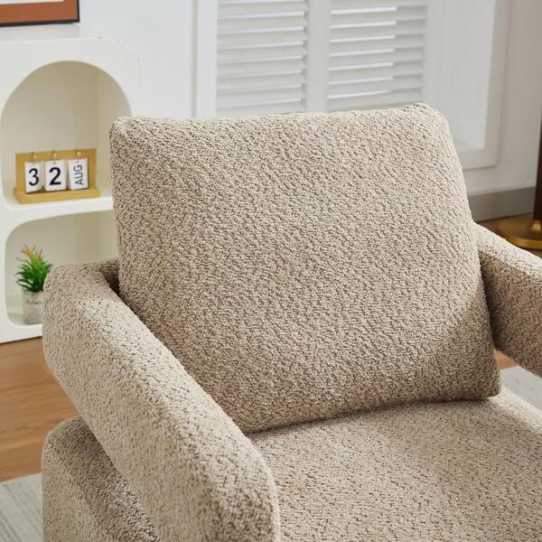 CSC DECOR INC Taupe Boucle 360° Swivel Accent Armchair with Open