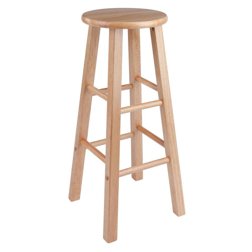 Transitional Natural Wood Adjustable 29" Backless Bar Stool Set