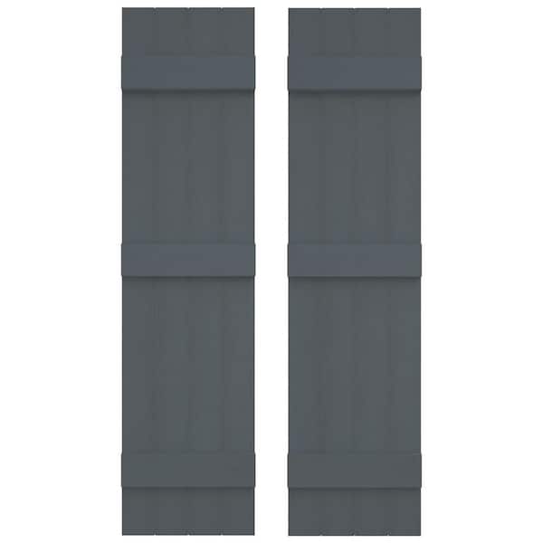 Ekena Millwork Builders Edge 14 in. W x 75 in. H Vinyl Board and Batten Shutters Pair in Storm Cloud