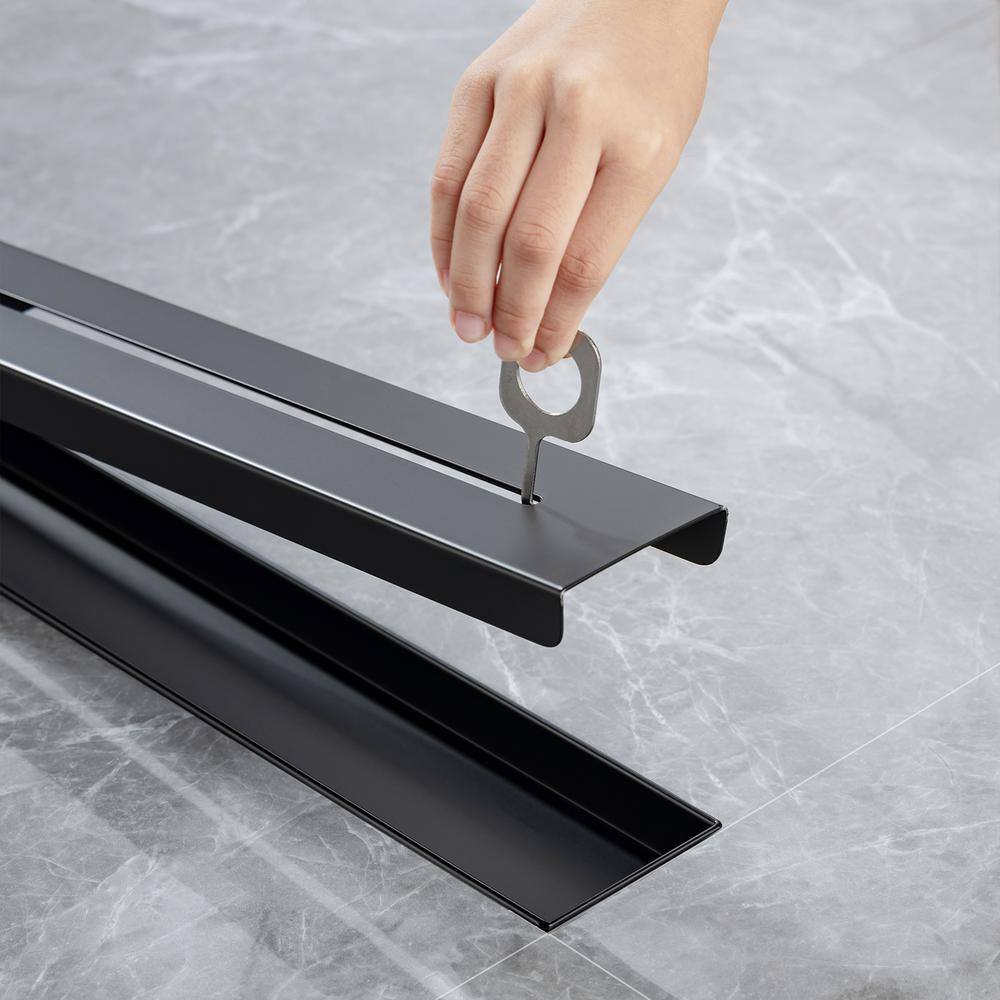 Matte Black 32'' Linear Grid Shower Drain