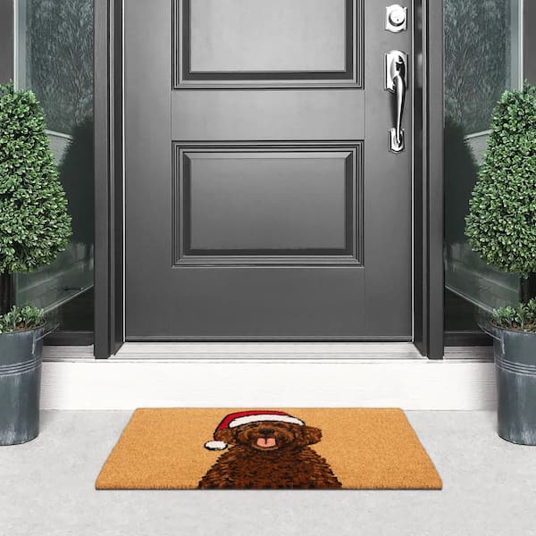Santa Doodle 18 in. x 30 in. Coir Doormat