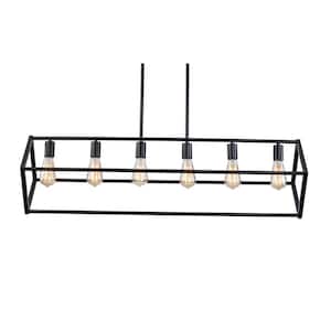 6-Light Black Chandelier Ceiling Light with Adjustable, Modern Rectangle Farmhouse Chandeliers