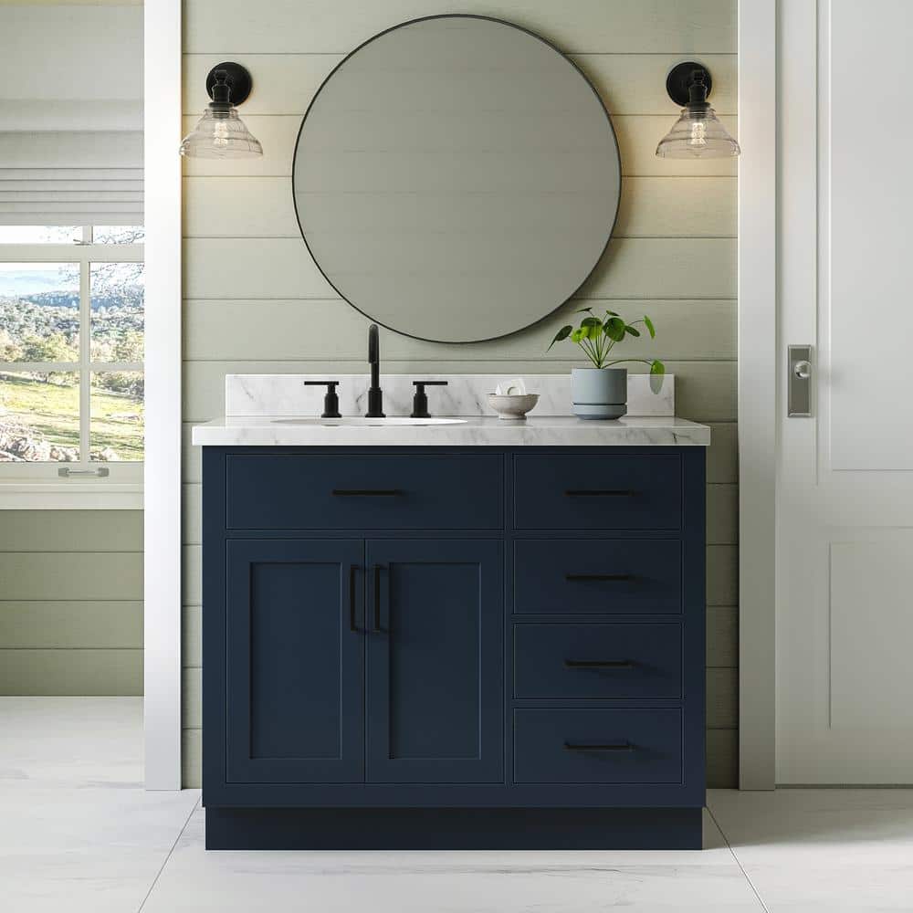 Midnight Blue 42" Freestanding Single Basin Vanity Set with Hardwood Plywood