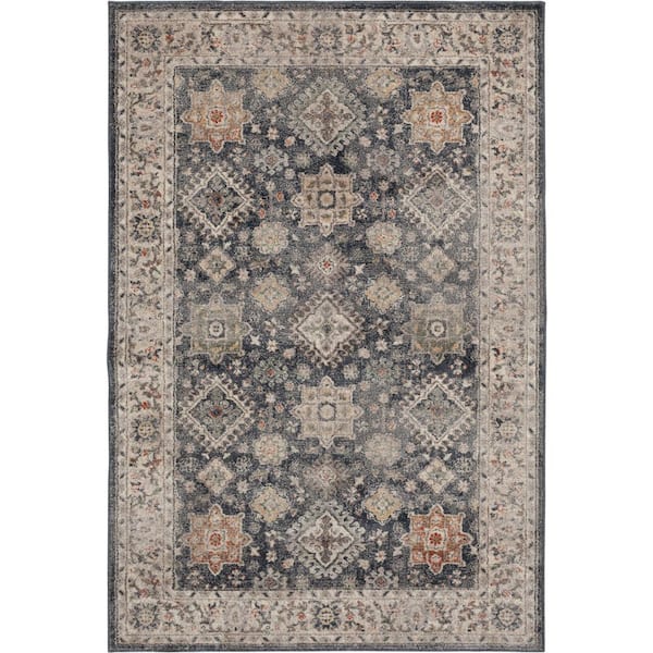 Annbiller Blue/Beige 5 ft. x7 ft. 3 in. Traditional Polypropylene Area Rug