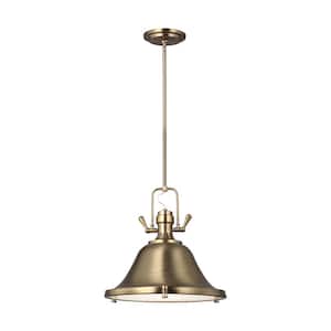 Stone Street 1-Light Satin Brass Pendant with LED Bulbs