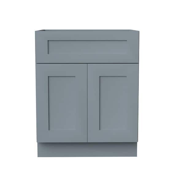 27 in. W x 24 in. D x 34.5 in. H Ready to Assemble Floor Base Kitchen Cabinet in Gray with 1-Drawer