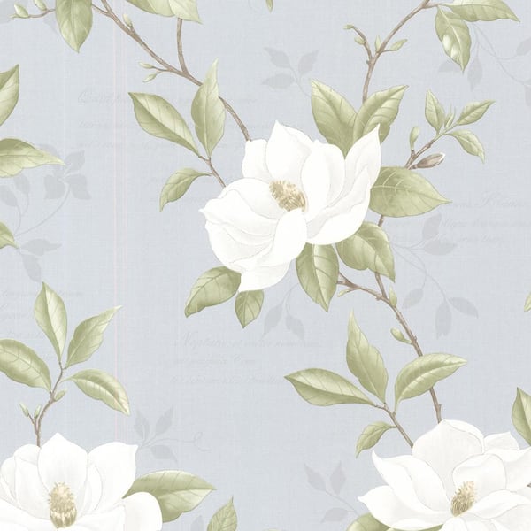 Brewster Cressida Blue Magnolia Trail Blue Wallpaper Sample