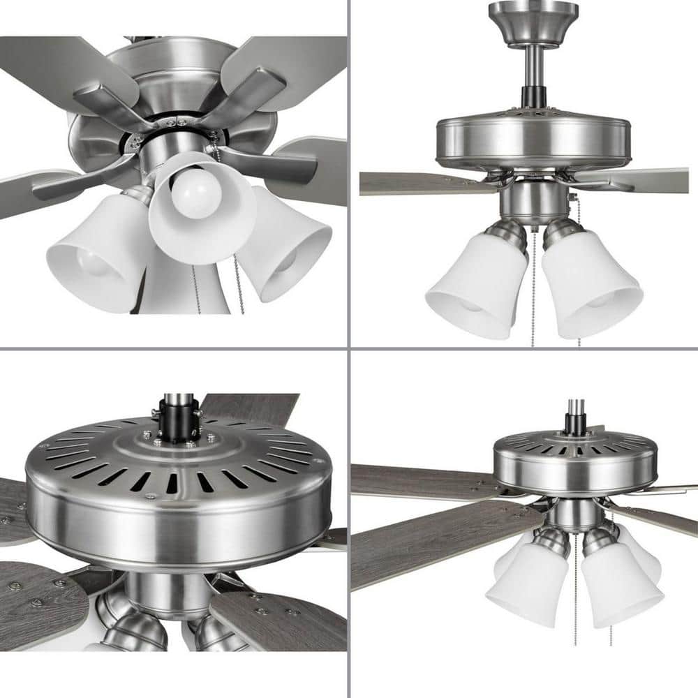 AirPro 52" Brushed Nickel Ceiling Fan with LED Light and Reversible Blades