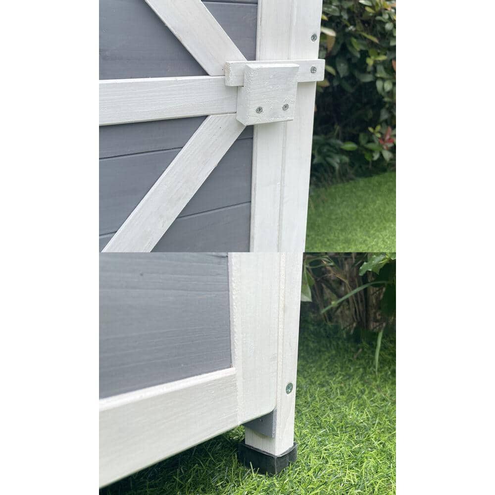 Gray Fir Wood Outdoor Storage Shed with Shelves