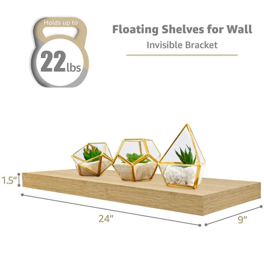 Mahogany Brown Wooden Floating Accent Shelves Set