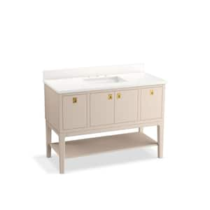 Seagrove 49in. Single Sink Freestanding Light Clay Bath Vanity with White Quartz Top Assembled