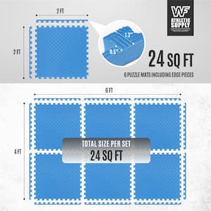 Blue 24" W x 24" L x 0.75" T EVA Foam Double-Sided Tatami Pattern Gym Flooring Mat (6 Tiles/Pack) (24 sq. ft.)
