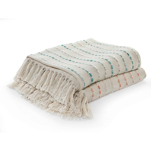 Cream woven throw outlet blanket