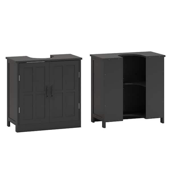 23.50 in. W Bath Vanity Cabinet without Top in Black with 2 Doors and Adjustable Shelf Unassembled