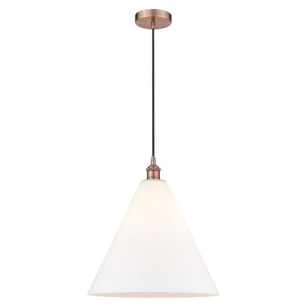 Edison Cone 60-Watt 1-Light Antique Copper Shaded Mini Pendant Light with Painted Glass Shade price history on PriceWatchPro