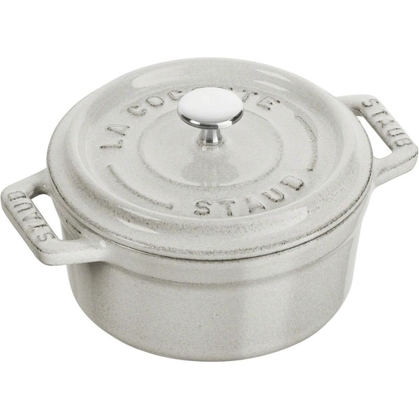 Cast Iron 0.25 qt. Mini Round Cocotte - White Truffle