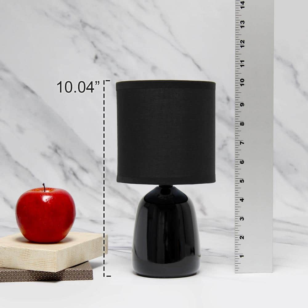 10.04" Black Ceramic Nightstand Lamp with Barrel Shade