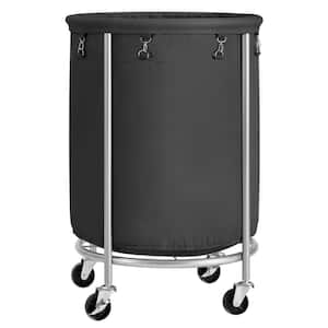 23.6 in. W x 23.6 in. D x 31.9 in. H Fabric Laundry Basket Hamper with Wheels Black
