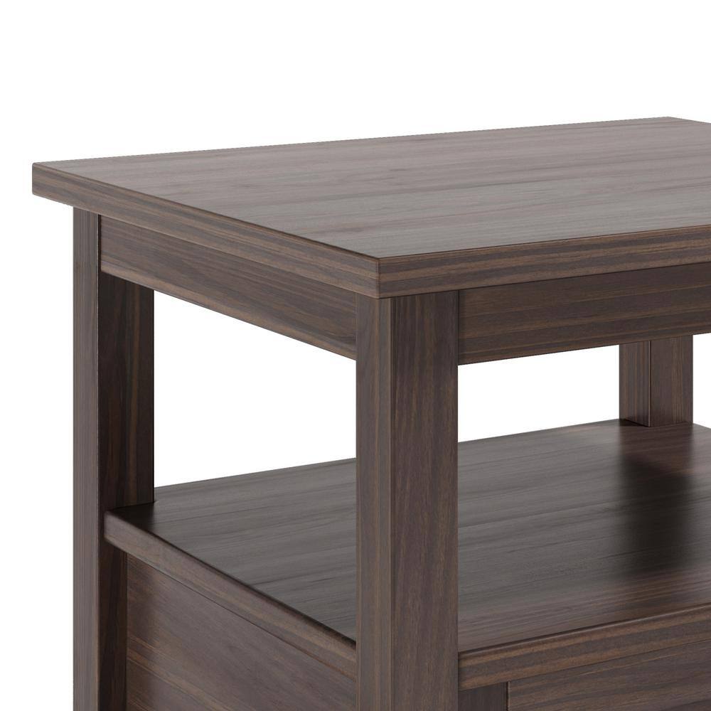 Warm Shaker Walnut Brown Solid Wood End Table with Storage