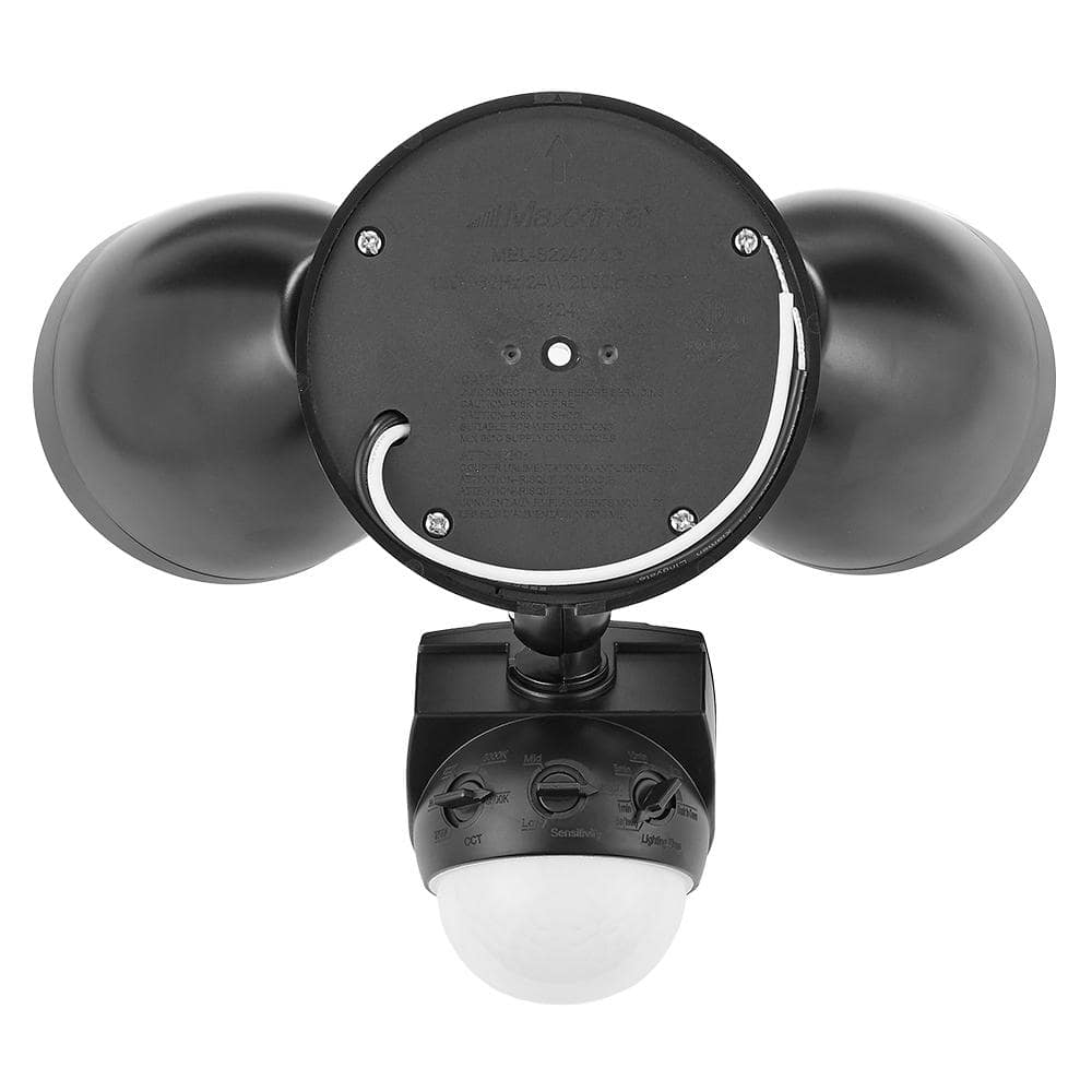 Black Dual Head LED Outdoor Security Flood Light with Motion Sensor