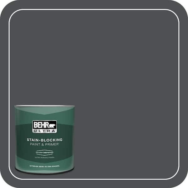 BEHR ULTRA 1 qt. #PPU26-01 Satin Black Extra Durable Semi-Gloss Enamel Interior Paint & Primer