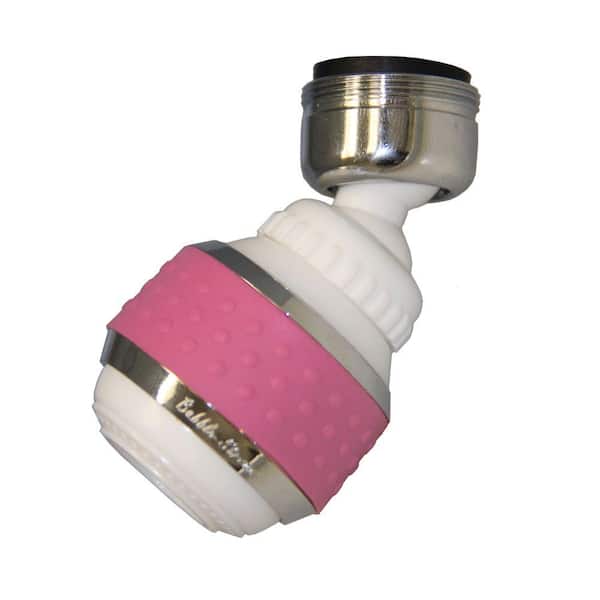 Bubble-Stream 1.5 GPM Soft Grip Water-Saving Swivel Spray Aerator in White and Pink