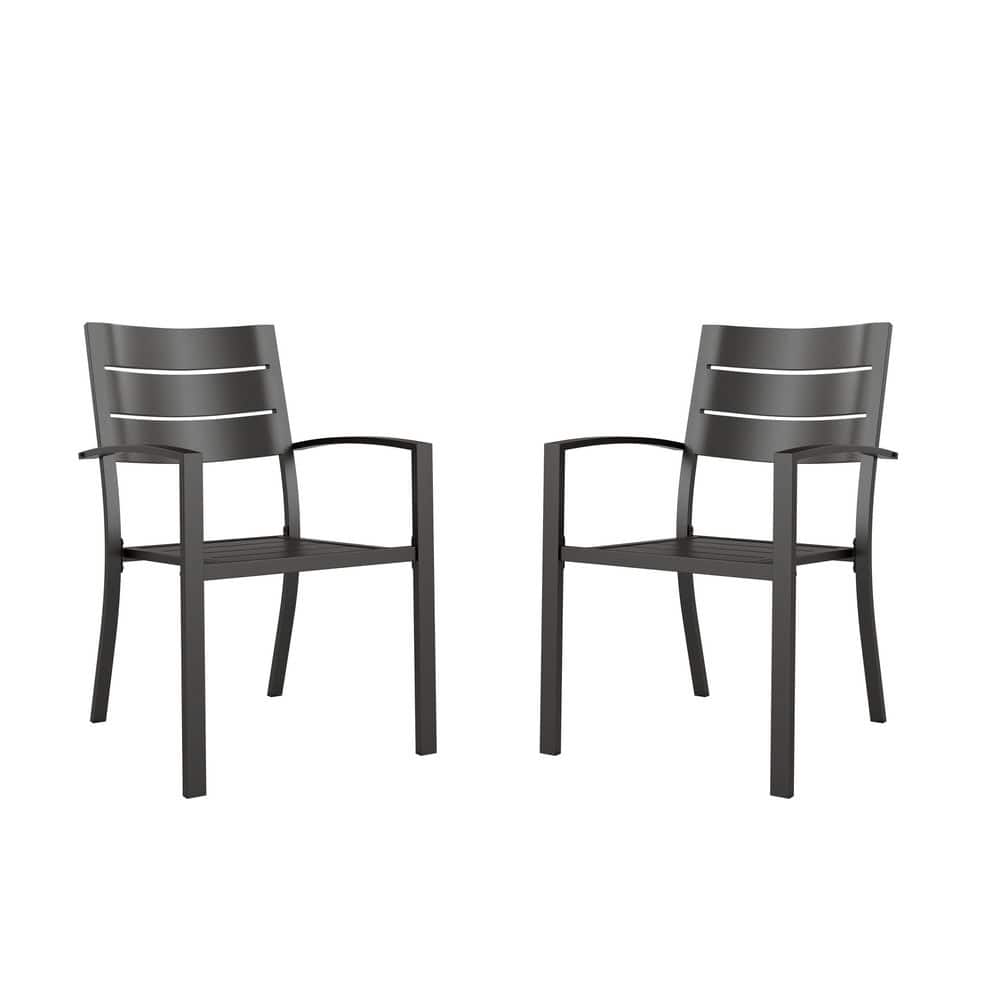 Black Stackable Metal Outdoor Dining Chair with High Back Set of 2 price history on PriceWatchPro