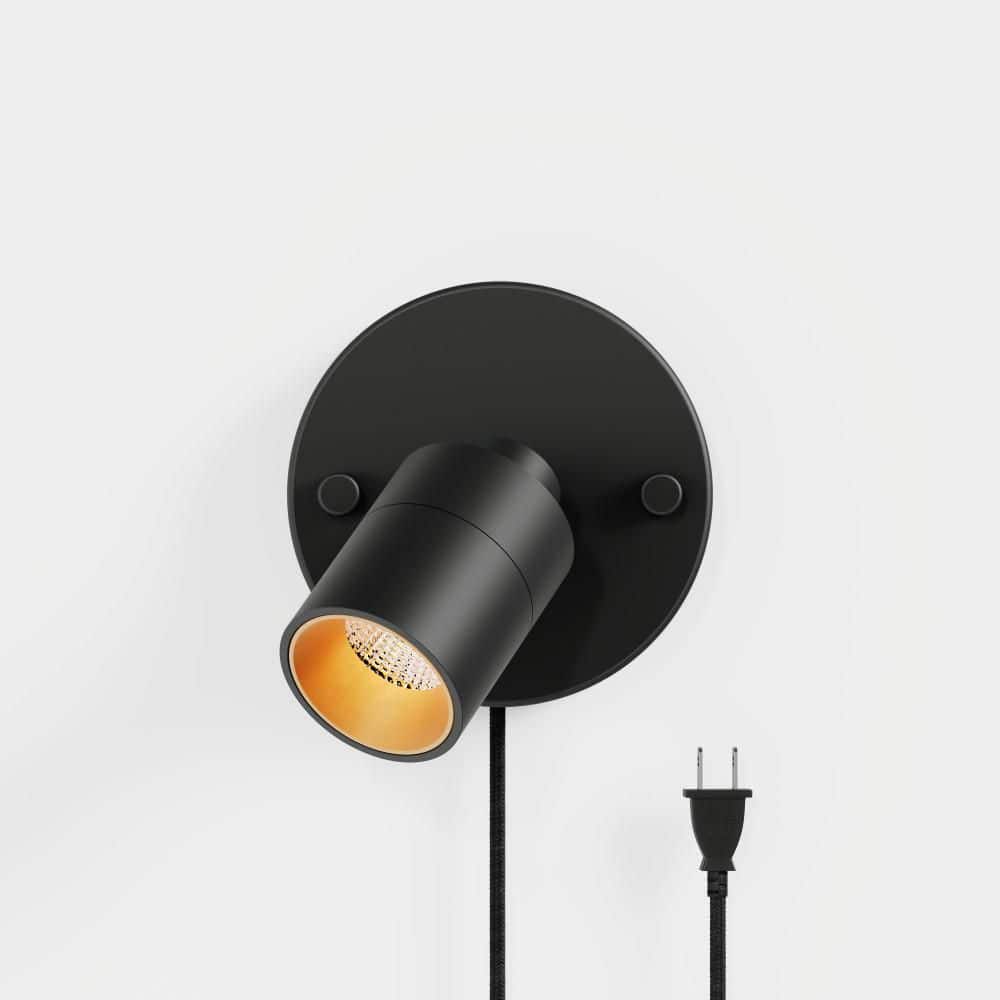Vidalite Shura Matte Black Plug-In Spot Light with Dimmer Switch