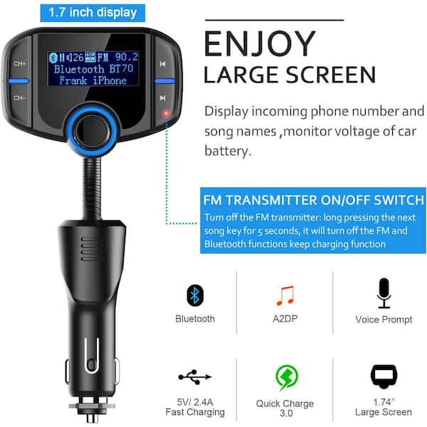 OBJLGEV Bluetooth FM Transmitter Wireless Radio Adapter Car Kit