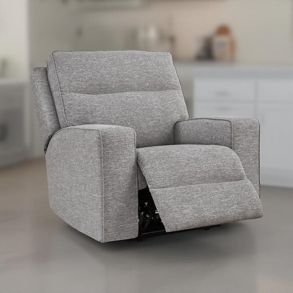 Benjara Cloe Pewter Gray Fabric Glider Power Recliner Chair
