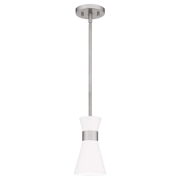 Fremont 1-Light Brushed Nickel Mini Pendant with White Metal Shade