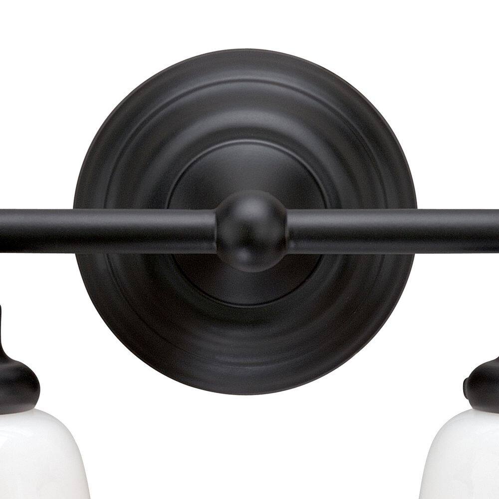 Huntley 16" Bronze Vanity Light with White Glass Shades