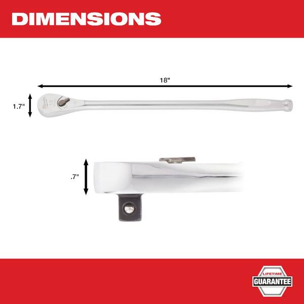 Milwaukee 3/8 in. Drive 90-Tooth 12 in. Extended Ratchet with 1/2 