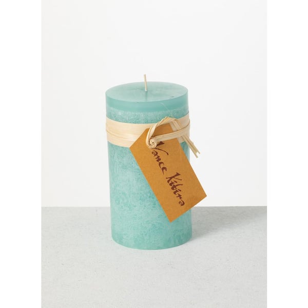 Vance Kitira 6 in. Sea Foam Timber Pillar Candle