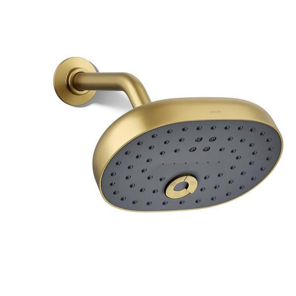 KOHLER Statement 3-Spray Patterns with 1.75 GPM 8 in. Wall Mount Fixed Shower Head in Vibrant Brushed Moderne Brass