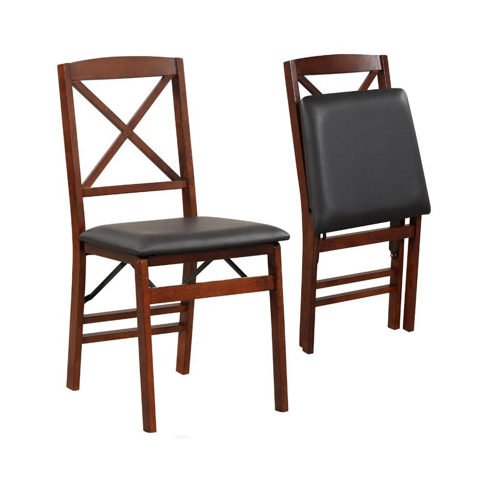 Set of 2 Folding Dining Chairs with 400 LBS Capacity-Brown price history on PriceWatchPro