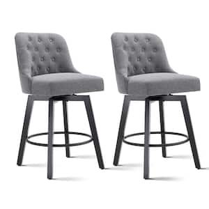 Percival 26 in. Fog Gray Fabric Counter Height Swivel Barstools with Back for Kitchen and Dining Room (Set of 2)