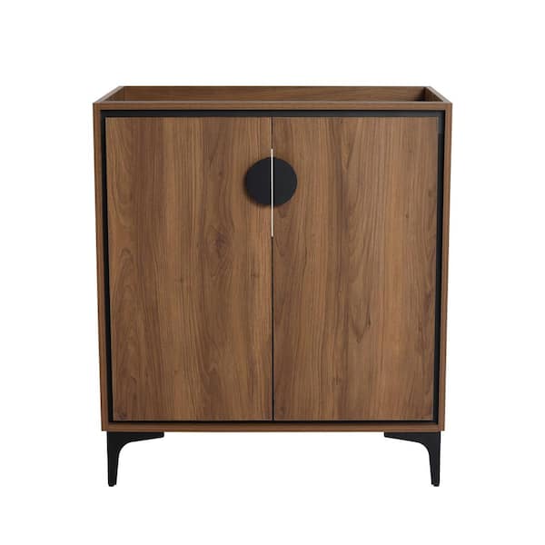 Unbranded 29.13 in. W x 17.91 in. D x 33.07 in. H Engineered Wood Brown Bath Vanity Cabinet without Top with 2 Soft Closing Doors