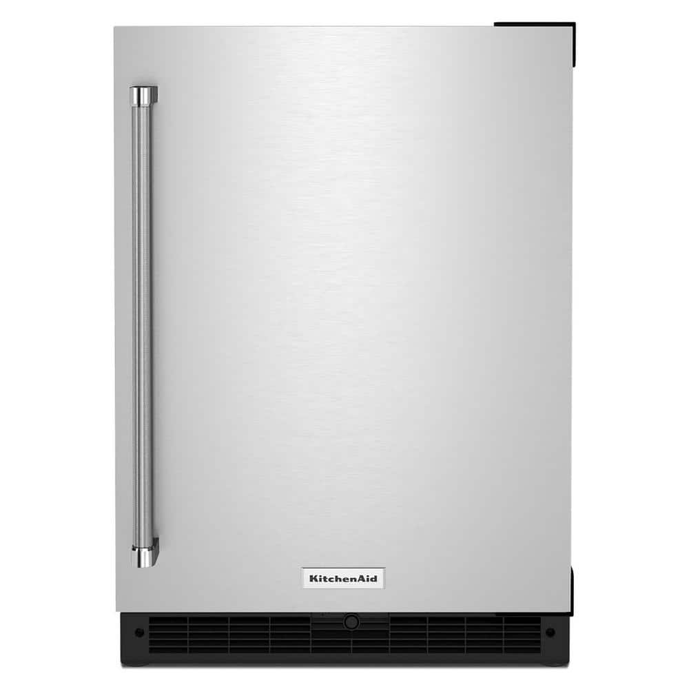 KitchenAid 5.0 cu. ft. Mini Fridge in Black Cabinet with Stainless Door without Freezer, Black Cabinet/Stainless Doors