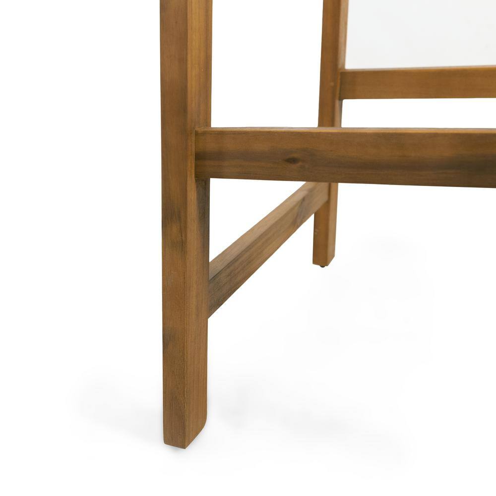 Rustic Teak Finish Outdoor Bar Stool with Splayed H-Frame Legs