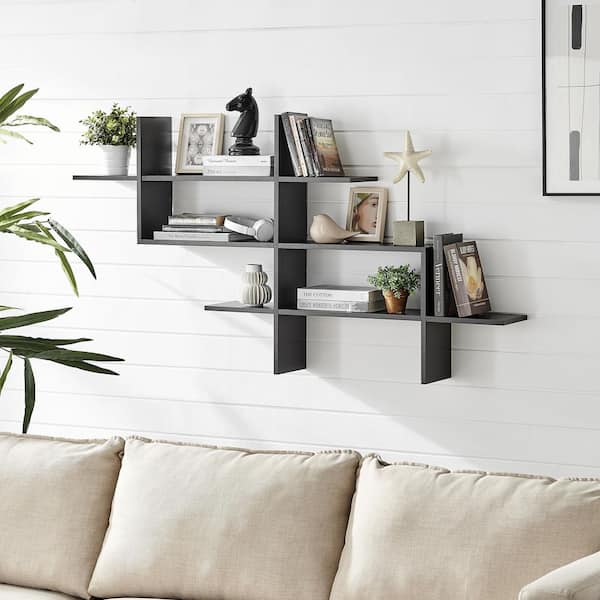 Danya B 5 Shelf Asymetric Wall Shelf, Black