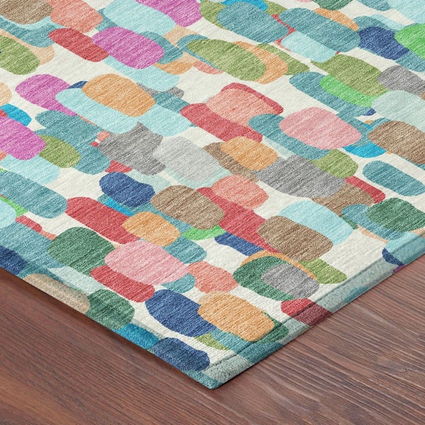 Chantille Machine Washable Indoor/Outdoor Abstract ACN2451 Teal 3 ft. x 4 ft. Area Rug