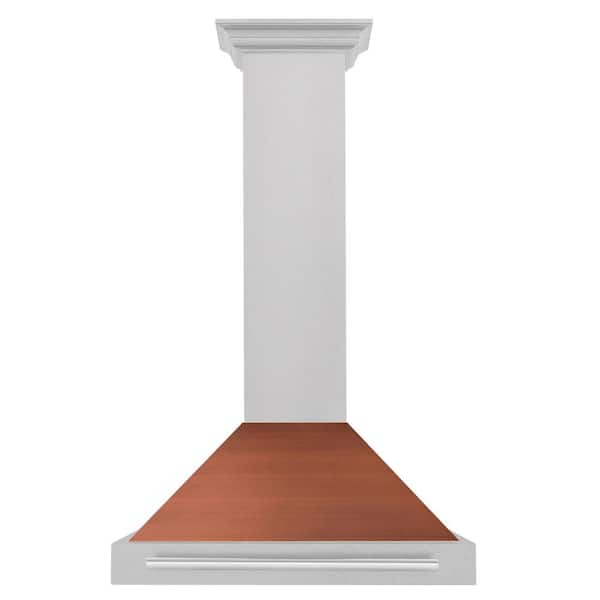 30 in. 400 CFM Convertible Wall Mount Range Hood in Fingerprint Resistant Steel with Copper Shell and Steel Handle