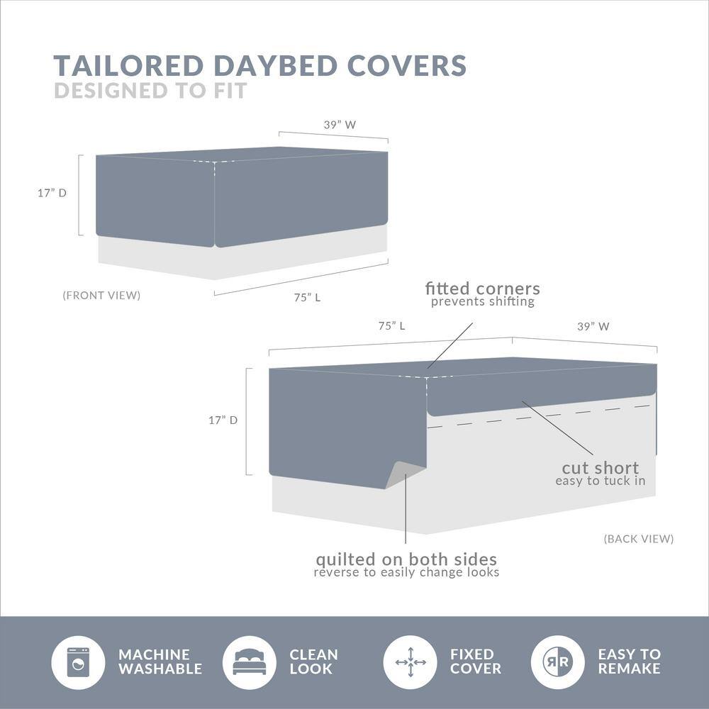 Cream Microfiber Reversible Scalloped Edge Daybed Cover Set