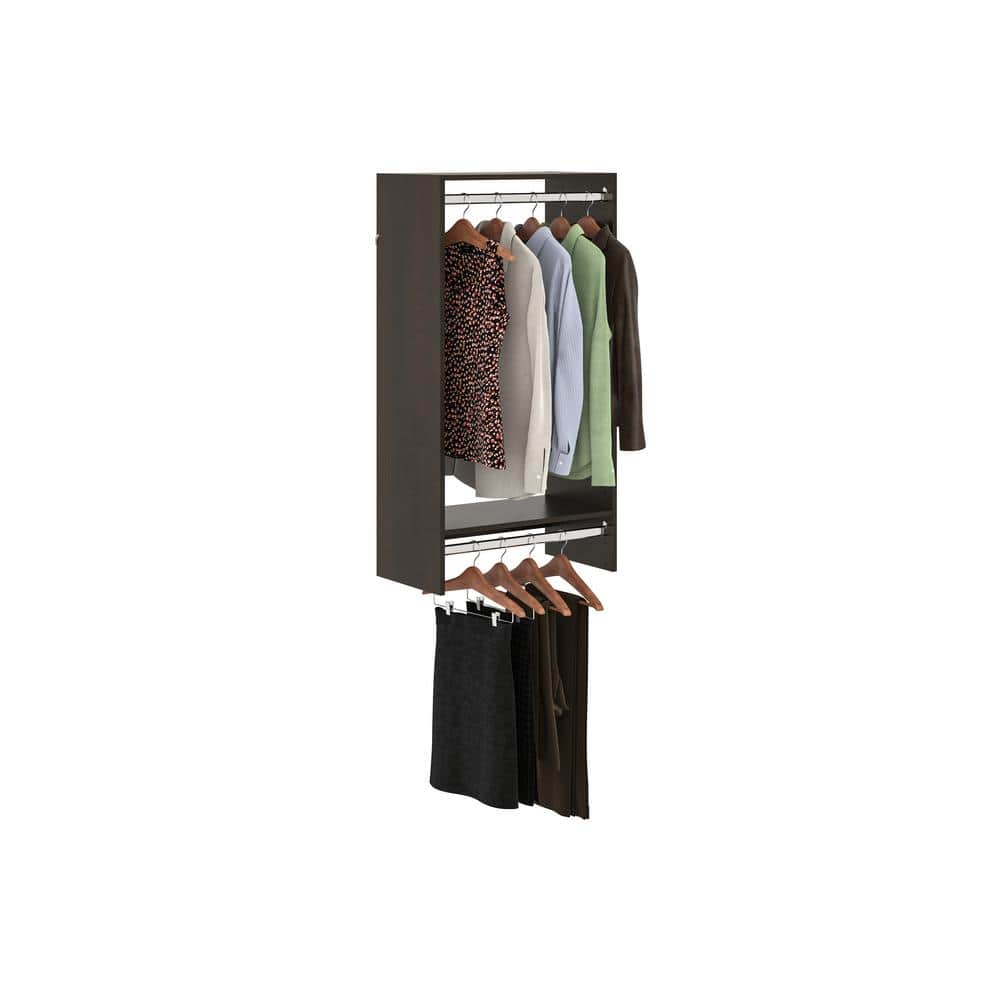 Truffle Double Hanging Rod Closet Organizer with Shelves