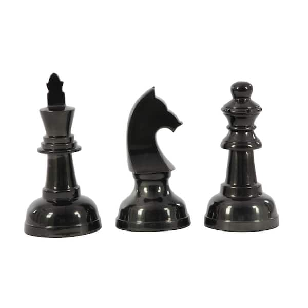 CosmoLiving by Cosmopolitan Dark Gray Aluminum Chess Sculpture