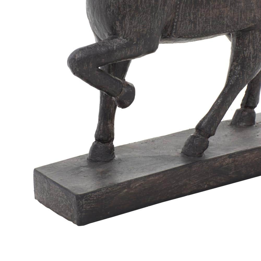 9" Brown Polystone Horse Statue with Weathered Finish