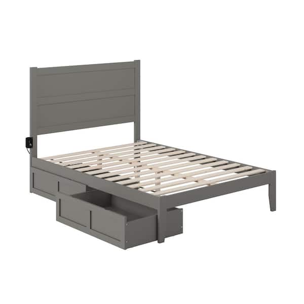 AFI NoHo Grey Full Solid Wood Storage Platform Bed with 2 Drawers