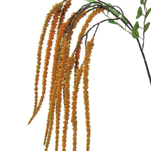 Living Luxury Set of 4 Orange Artificial Hanging Amaranthus Flower Stem Spray 37.5in - 37.5 inch L x 6 inch W x 1 inch Dp, Size: 37.5 Large x 6 W x 1